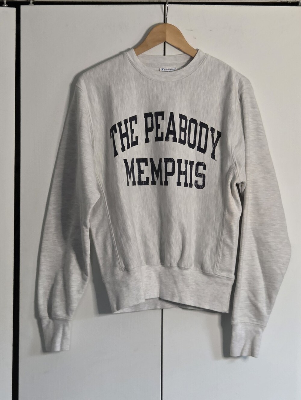 Columbia Cream Crewneck Sweatshirt with Navy 'THE PEABODY MEMPHIS' Logo